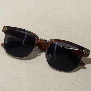 Chrome Hearts Tortoiseshell Sunglasses with Gold Star Accents